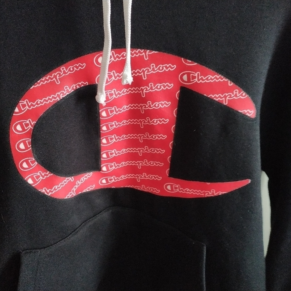 Men's Champion Black Hoodie M - Picture 3 of 11